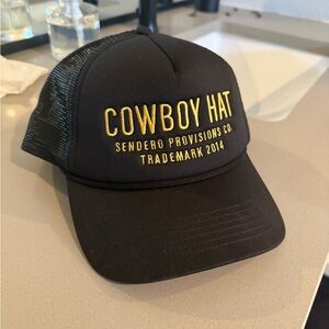 Free People Black and Gold Embroidered Hat